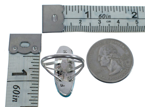 Navajo Turquoise Inlay Sterling Silver Ring Size 6-3/4 AX126120